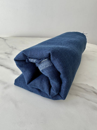 Linen Fabric by The Yard. Certified European Flax & OEKO-Tex 100. Mid weight Softened Woven Linen from U.S.A. Seller- Indigo LN-IND