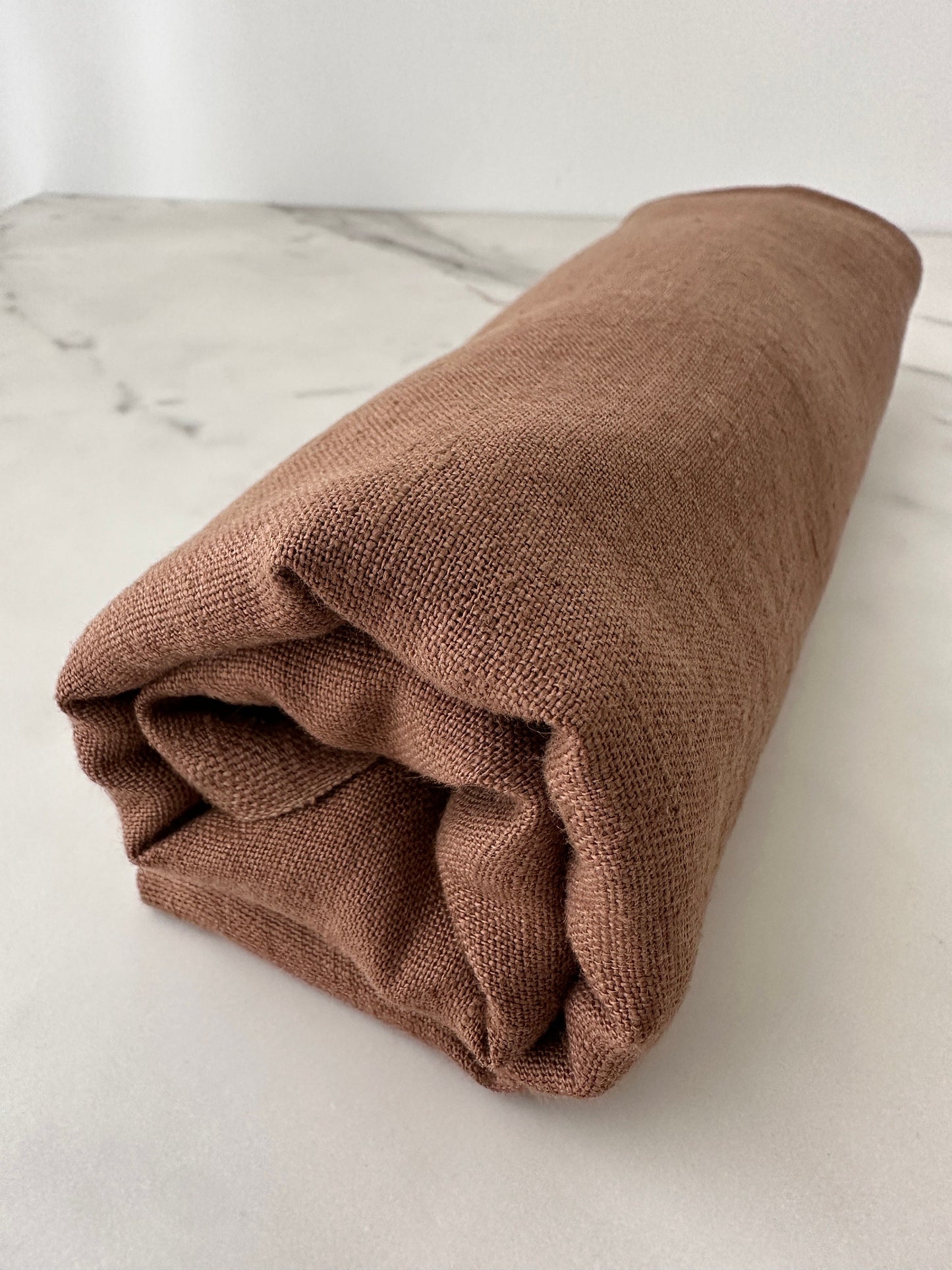 Linen Fabric by The Yard. Certified European Flax & OEKO-Tex 100. Mid weight Softened Woven Linen from U.S.A. Seller- Cigar LN-CIG