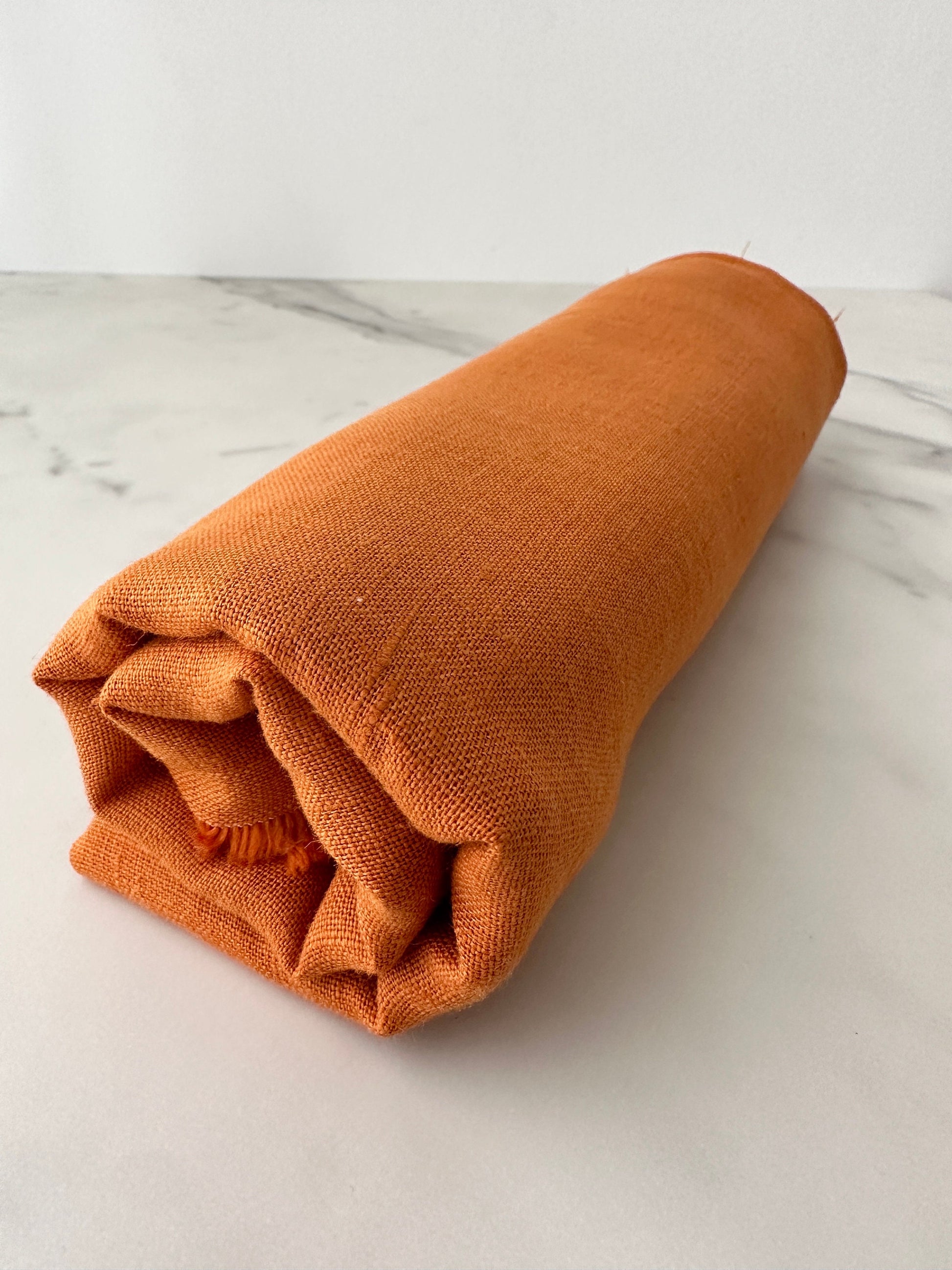 Linen Fabric by The Yard. Certified European Flax & OEKO-Tex 100. Mid weight Softened Woven Linen from U.S.A. Seller- Orang Poppy LN-ORP