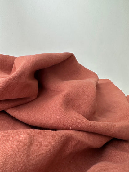 Linen Fabric by The Yard. Certified European Flax & OEKO-Tex 100. Mid weight Softened Woven Linen from U.S.A. Seller- Terracotta LN-TER