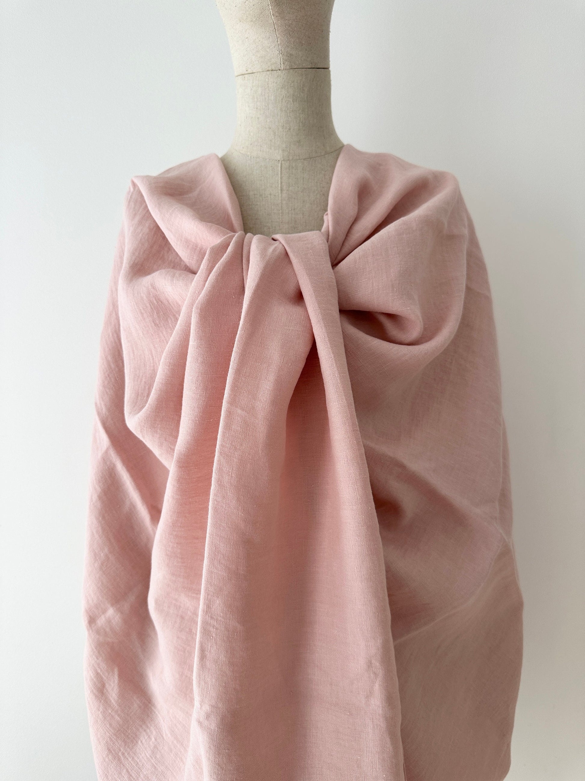 Linen Fabric by The Yard. Certified European Flax & OEKO-Tex 100. Mid weight Softened Woven Linen from U.S.A. Seller- Blush Pink LN-BLP