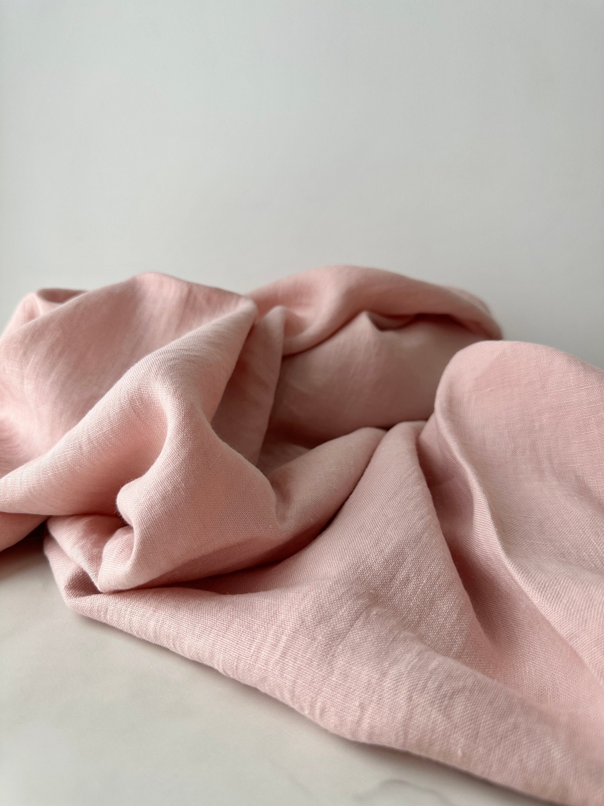 Linen Fabric by The Yard. Certified European Flax & OEKO-Tex 100. Mid weight Softened Woven Linen from U.S.A. Seller- Blush Pink LN-BLP