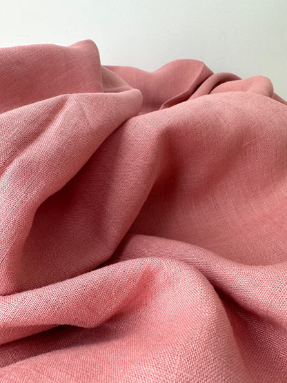 Linen Fabric by The Yard. Certified European Flax & OEKO-Tex 100. Mid weight Softened Woven Linen from U.S.A. Seller -Salmon Pink LN-SMP