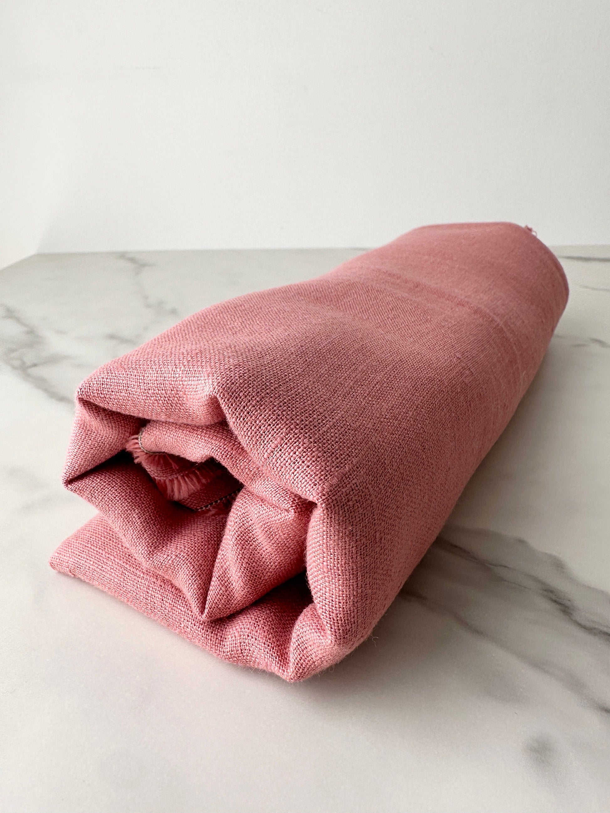 Linen Fabric by The Yard. Certified European Flax & OEKO-Tex 100. Mid weight Softened Woven Linen from U.S.A. Seller -Salmon Pink LN-SMP