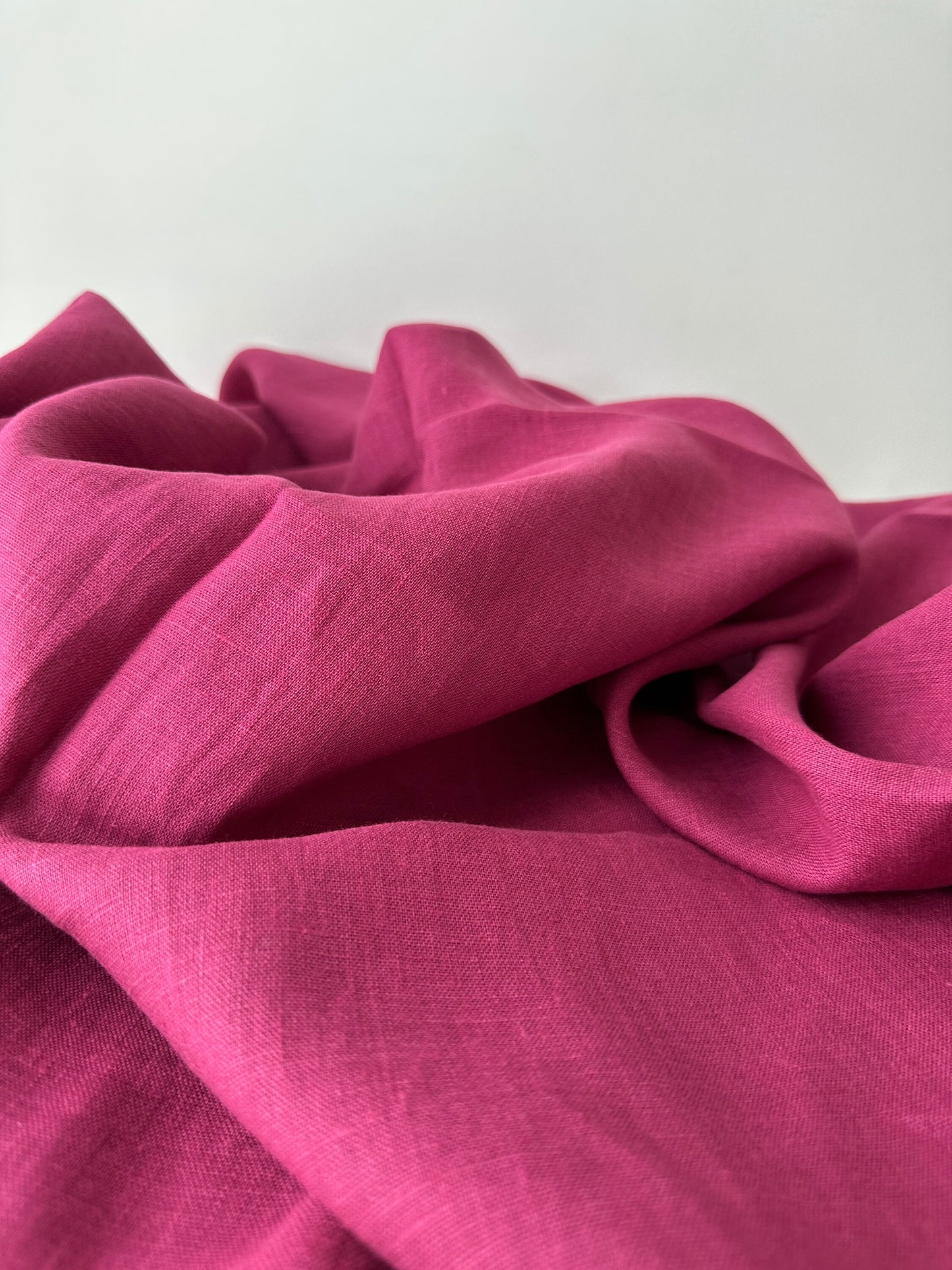 Linen Fabric by The Yard. Certified European Flax & OEKO-Tex 100. Mid weight Softened Woven Linen from U.S.A. Seller- Magenta LN-MGN