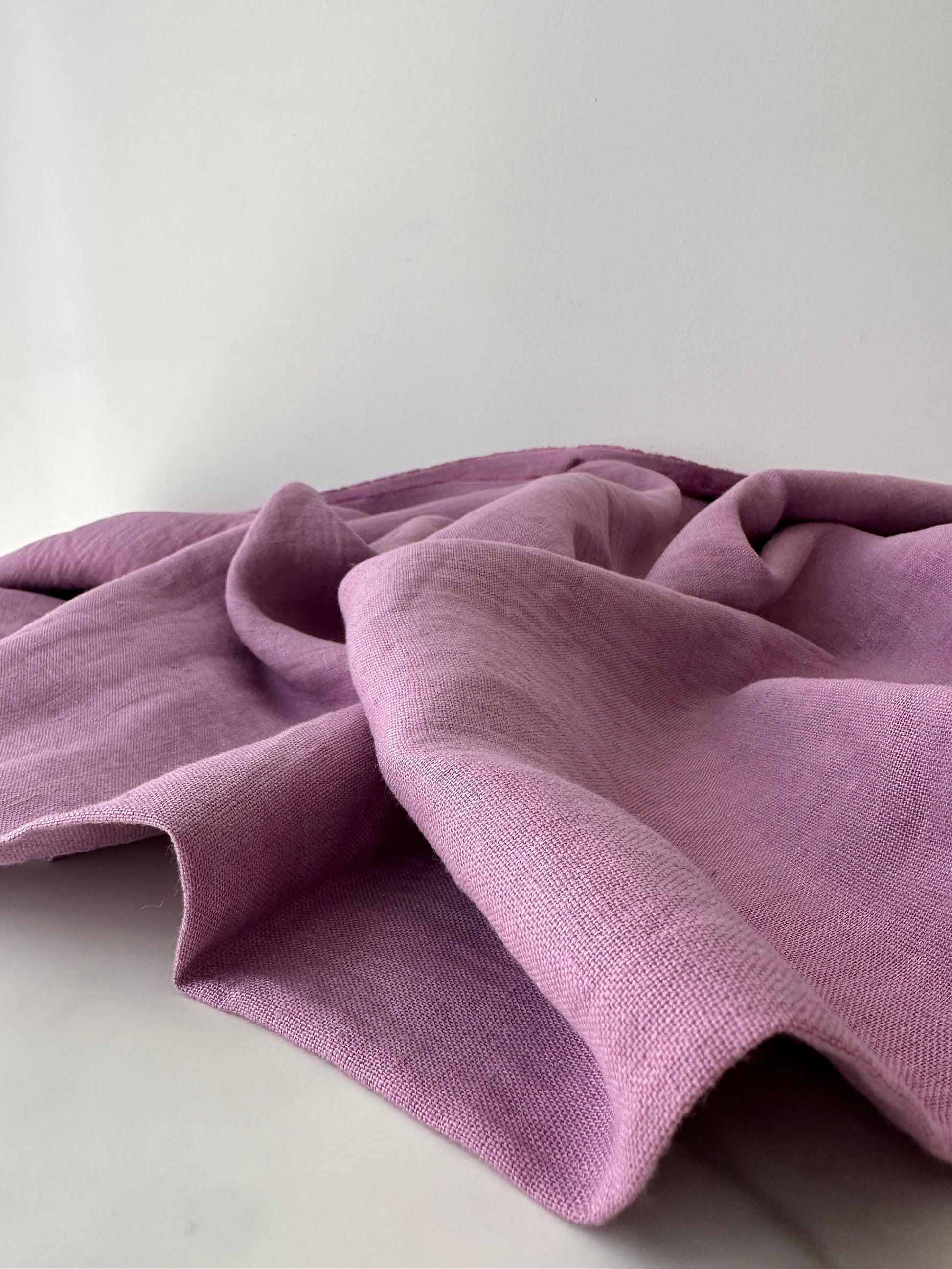 Linen Fabric by The Yard. Certified European Flax & OEKO-Tex 100. Mid weight Softened Woven Linen from U.S.A. Seller- Dewberry Purple LN-DWP