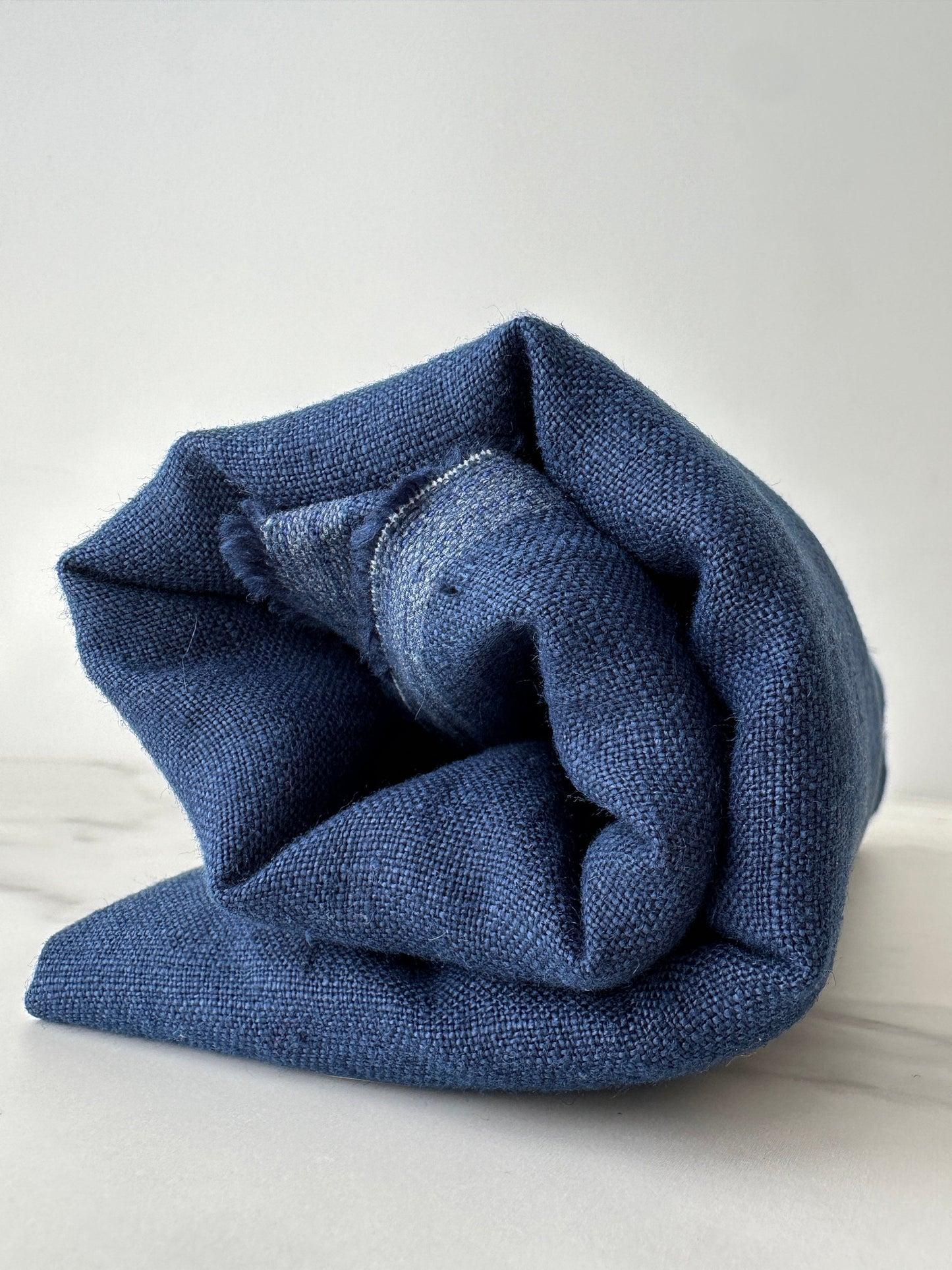 indigo linen fabric close up natural weave texture