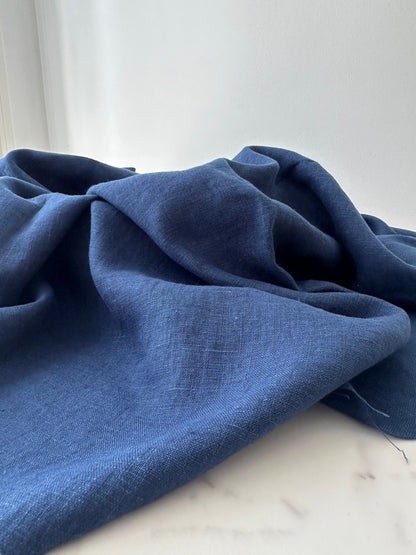 indigo linen fabric folded detail soft structure