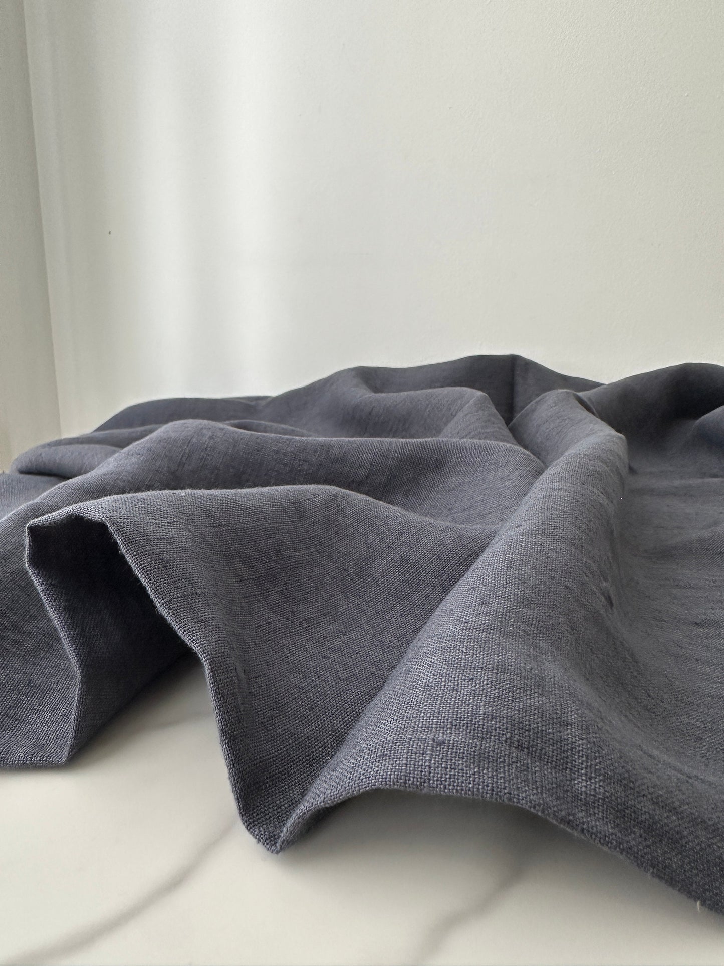 smoke gray linen fabric cloth detail view