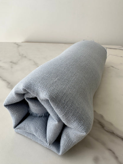  light blue linen fabric drape soft folds lightweight feel