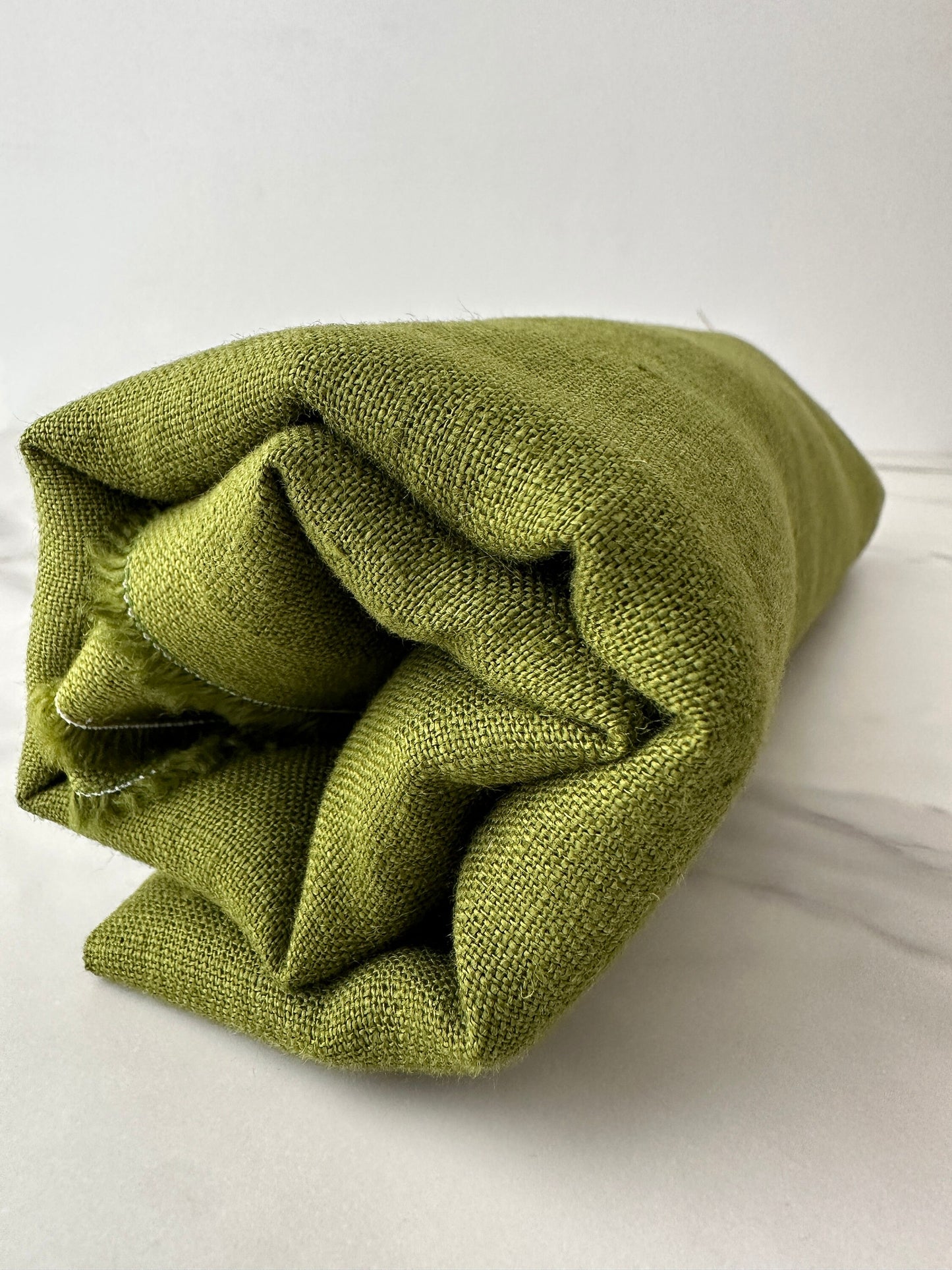 rolled oiive green european linen fabric