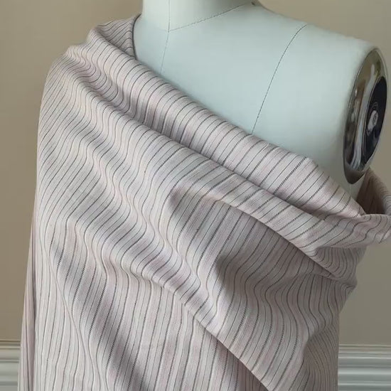 Stretch Poplin Jacquard Stripe Fabric by The Yard Stretch Woven Stripe Shirting  for Sewing Top Dress - Sand Pink CN29