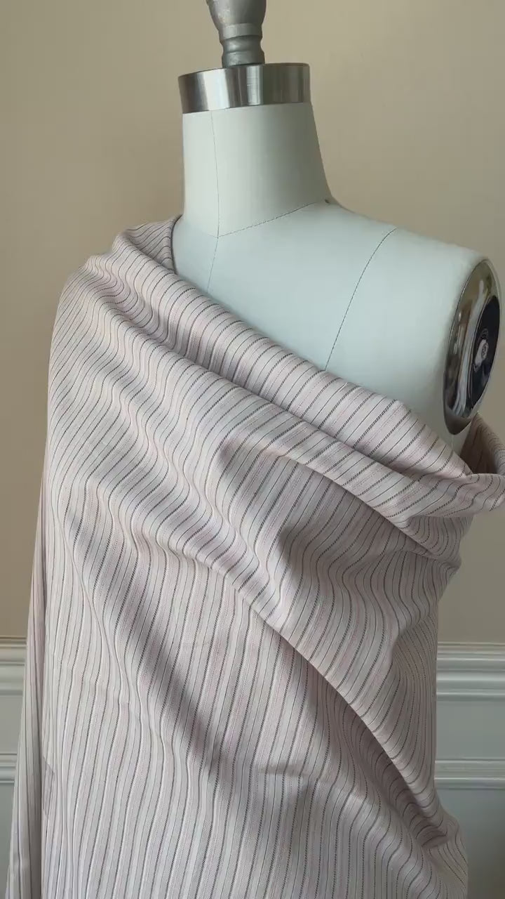 Stretch Poplin Jacquard Stripe Fabric by The Yard Stretch Woven Stripe Shirting  for Sewing Top Dress - Sand Pink CN29