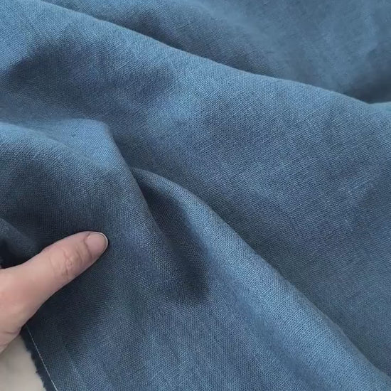 Linen Fabric by The Yard. Certified European Flax & OEKO-Tex 100. Mid weight Softened Woven Linen from U.S.A. Seller- Peacock Blue LN-PCK