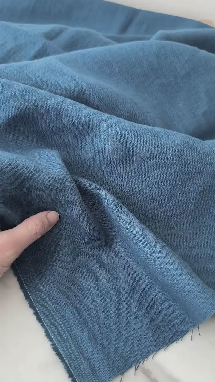 Linen Fabric by The Yard. Certified European Flax & OEKO-Tex 100. Mid weight Softened Woven Linen from U.S.A. Seller- Peacock Blue LN-PCK