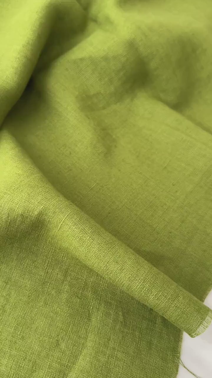 Linen Fabric by The Yard. Certified European Flax & OEKO-Tex 100. Mid weight Softened Woven Linen from U.S.A. Seller- Olive Green LN-OGR