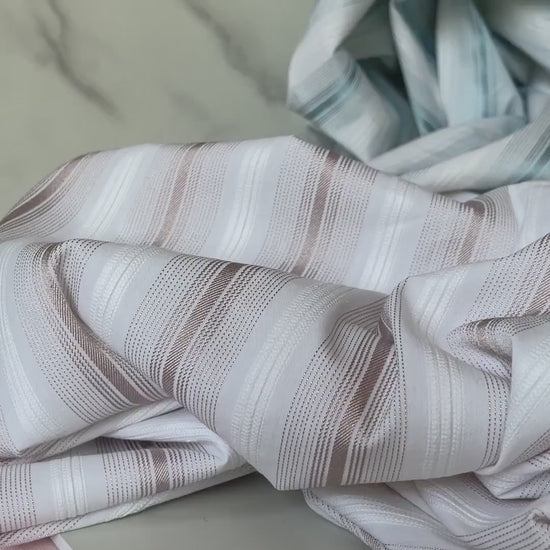 Cotton Poplin Stretch Stripe Yarn Dyed Fabric by The Yard - Blouse Shirt Fabric for Sewing Clothing - Rose Gold CN33