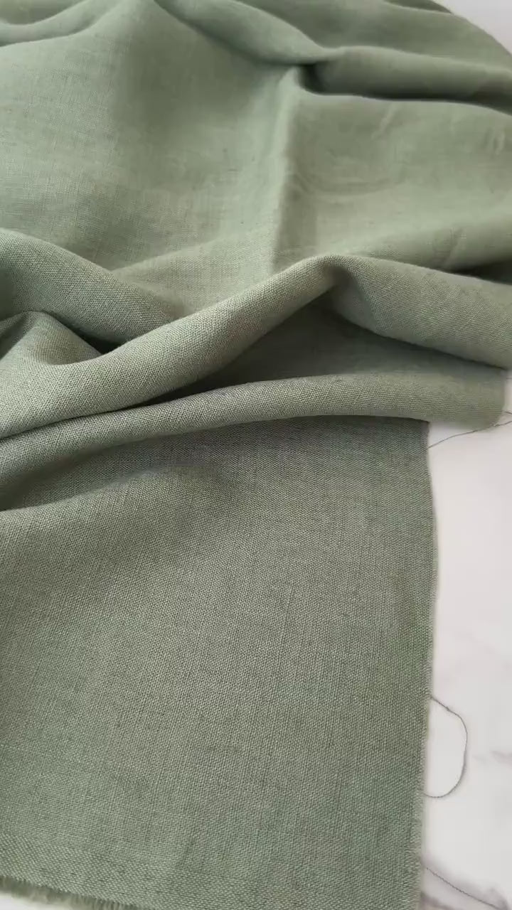 Linen Fabric by The Yard. Certified European Flax & OEKO-Tex 100. Mid weight Softened Woven Linen from U.S.A. Seller- Hunter Green LN-HUN