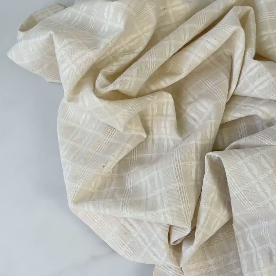 Cotton Jacquard Weave Lightweight Muslin Fabric by The Yard  - Natural CN2