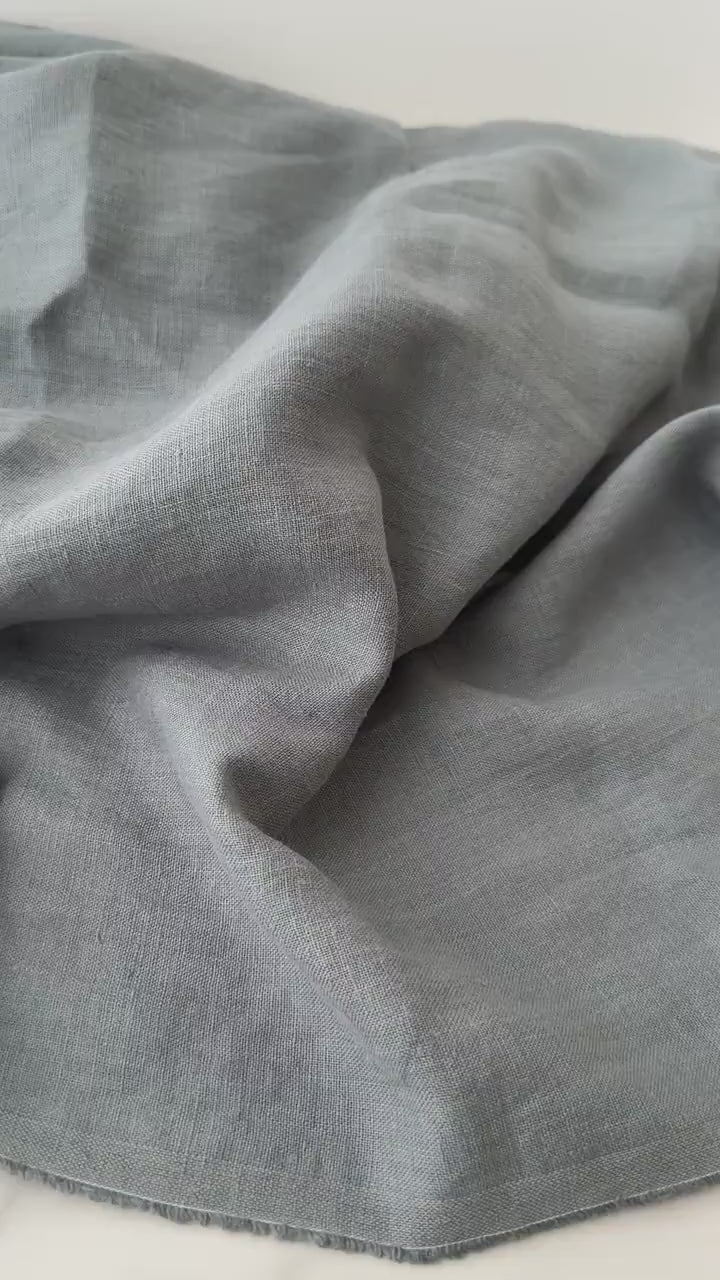 Linen Fabric by The Yard. Certified European Flax & OEKO-Tex 100. Mid weight Softened Woven Linen from U.S.A. Seller -Pebble LN-PEB