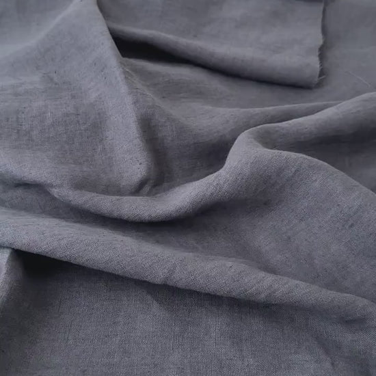 Linen Fabric by The Yard. Certified European Flax & OEKO-Tex 100. Mid weight Softened Woven Linen from U.S.A. Seller- Smoke Gray LN-SMO