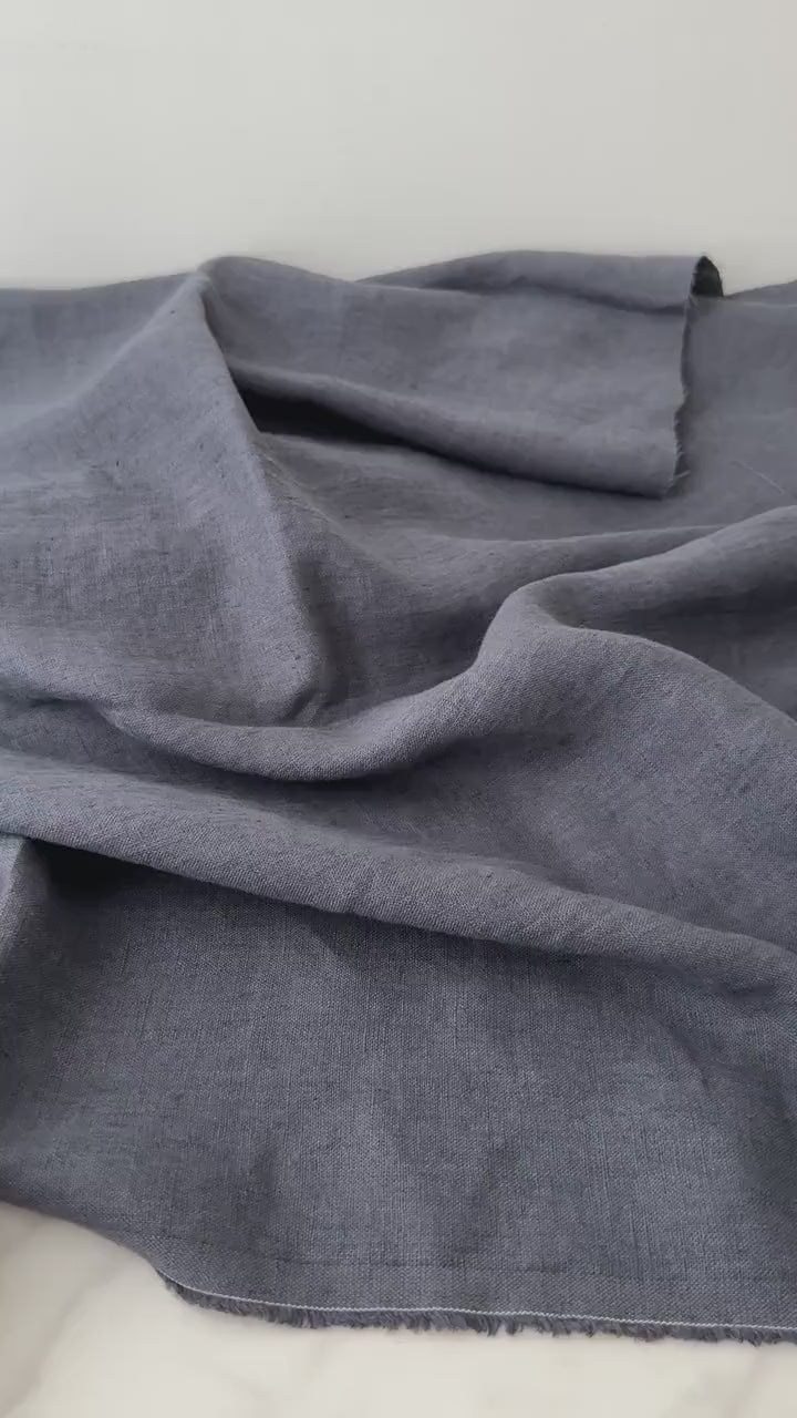 Linen Fabric by The Yard. Certified European Flax & OEKO-Tex 100. Mid weight Softened Woven Linen from U.S.A. Seller- Smoke Gray LN-SMO