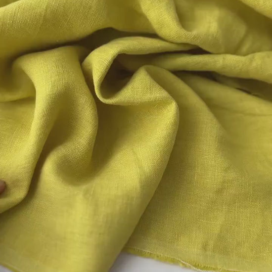 Linen Fabric by The Yard. Certified European Flax & OEKO-Tex 100. Mid weight Softened Woven Linen from U.S.A. Seller- Citron LN-CIT