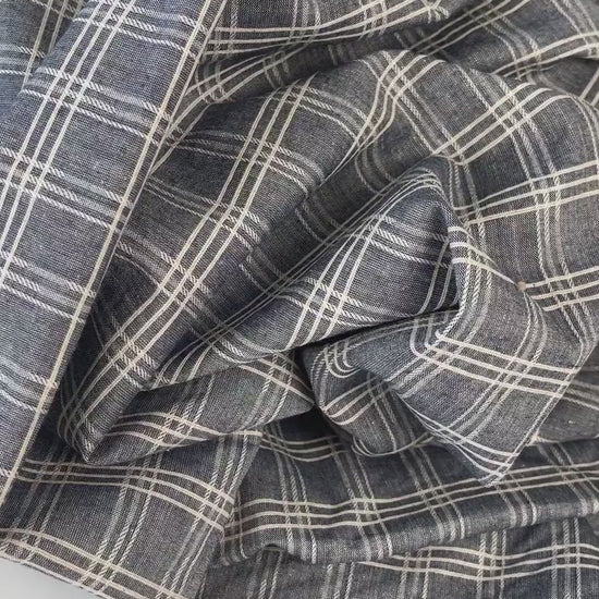 Cotton Plaid Fabric Non Stretch Woven Yarn Dyed Cotton Shirting Lightweight Fabric by The Yard for Sewing Top Dress - Indigo Blue CN16