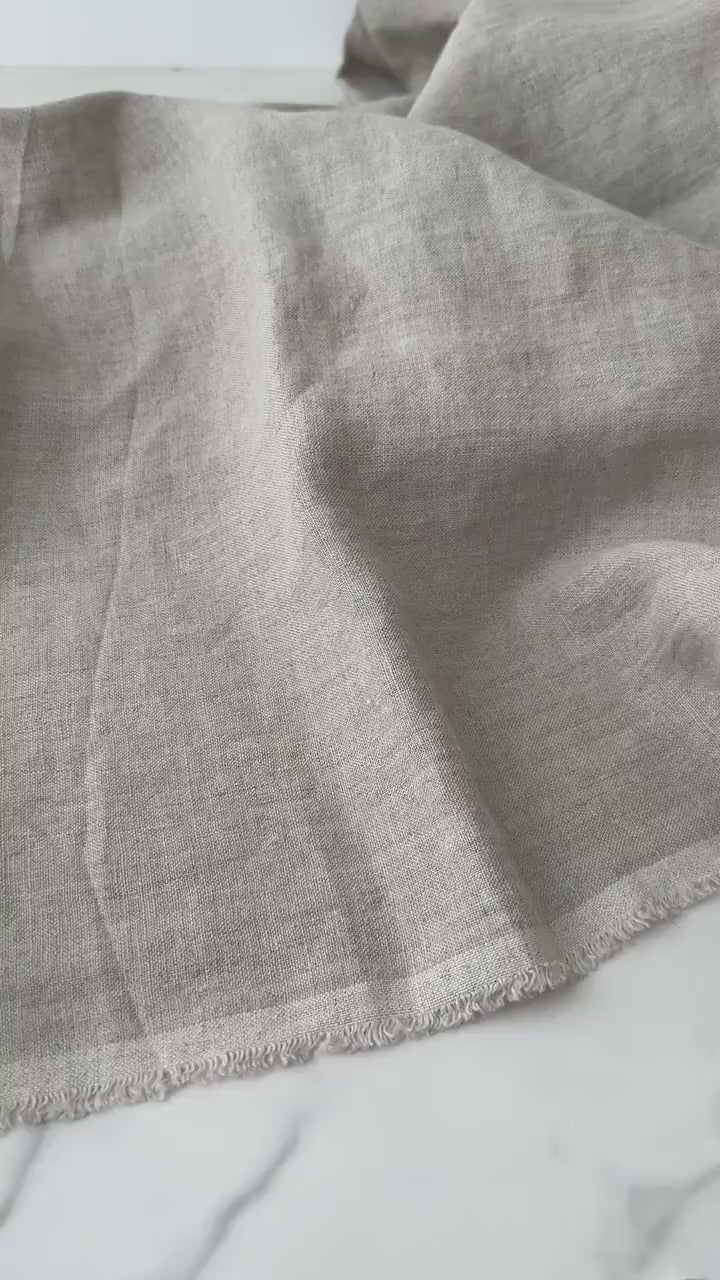 Linen Fabric by The Yard. Certified European Flax & OEKO-Tex 100. Mid weight Softened Woven Linen from U.S.A. Seller- Flax (Natural) LN-FLA