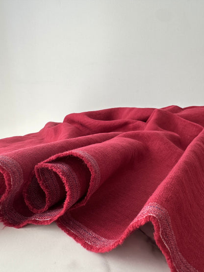 European red garnet linen fabric breathable clothing material
