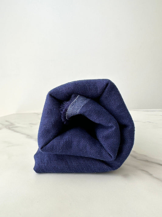 batik blue european linen fabric soft washed texture 