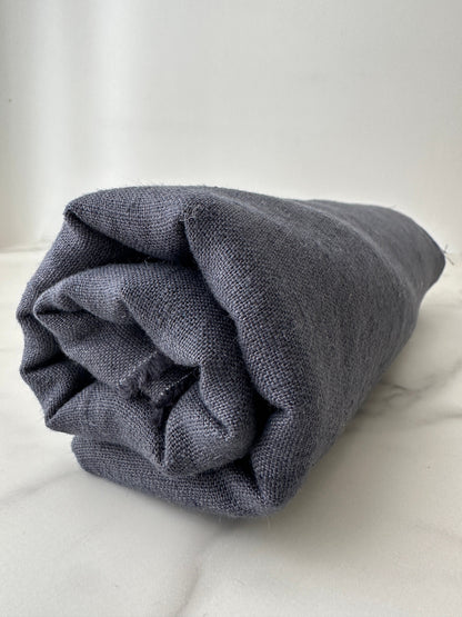 side view of smoke gray linen fabric by the yard