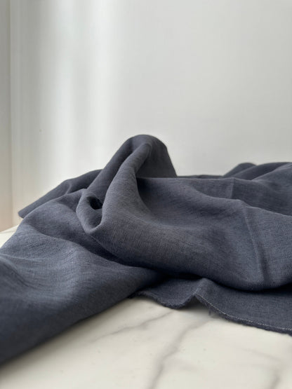 surface texture of smoke gray linen fabric