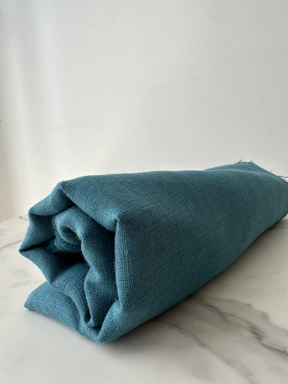 teal blue linen fabric contemporary textile for apparel and interiors