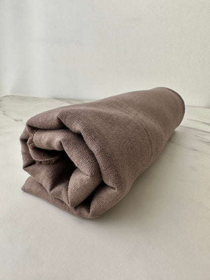 taupe linen fabric side view showing color depth